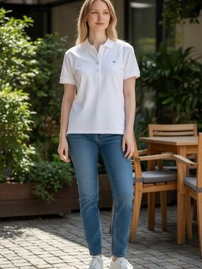 Tommy Hilfiger White Short Sleeve Polo with Contrast Trim